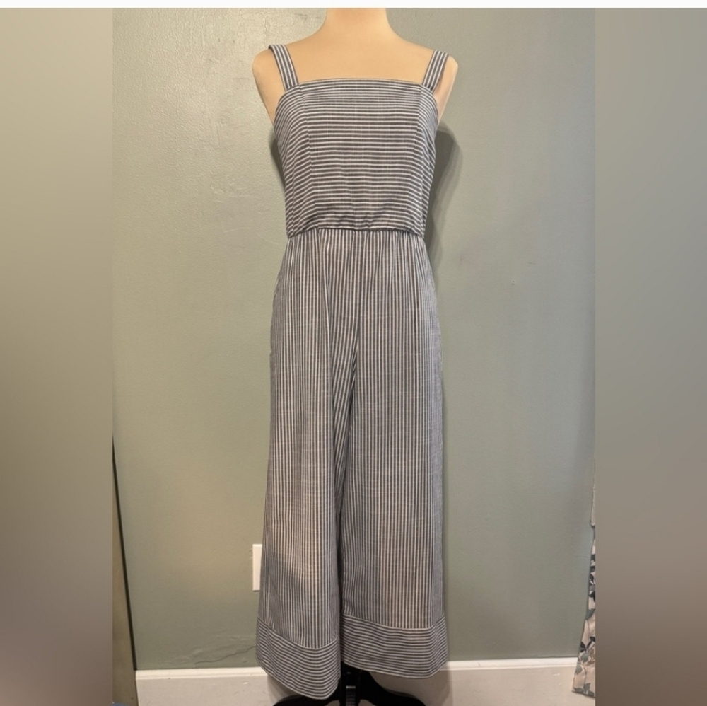 NEW Speechless Wide Leg Navy & White Striped Cropped Romper Jumper - Picture 12 of 12